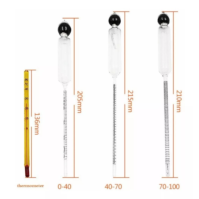 Meiso 3pcs Medidor De 0-100% Alcoholímetro Mide En Destilado