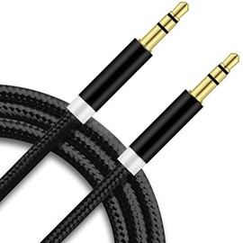Jack to Jack 3.5mm Premium Auxiliary Nylon Male to Male Audio Cable, Headphone Aux Cable Audio Stereo lead, Compatible with Microphone Headset Earphone Speaker Phone Laptop PC TV Car Mp3. (Black)