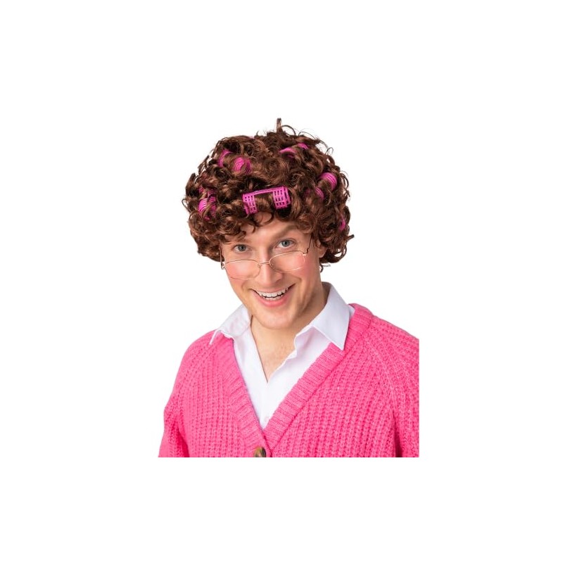 Wicked Costumes Ault Granny Wig with Rollers - Brown