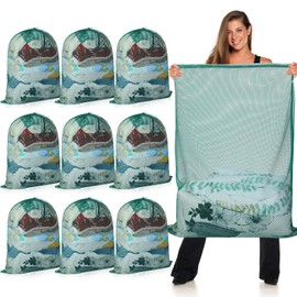 Windyun Mesh Laundry Bag, 9 Pcs 30" x 40" Heavy Duty Large Mesh Laundry Bags Drawstring Lockable Laundry Hamper Liner Machine Washable Bag for Travel Dorm Home College Storage Apartment(Green)