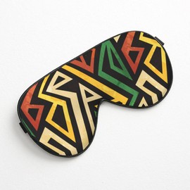 jajoaier Red Yellow Green Patchwork Sleep Mask,African Grunge Triangle Eye Mask,Smooth Eye Sleep Shade Cover Silk Eye Mask with Adjustable Strap for Boys Girls Women Deep Rest Travel Work Home