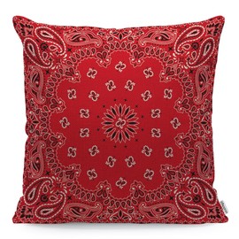 WONDERTIFY Western Paisley Cushion Cover Bandana Ornaments Decorative Throw Pillow Covers For Couch, Bed Sofa Pillows Case Red White 45X45 Cm