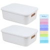 2 Pcs Plastic Storage Box with Lid, White Storage Boxes