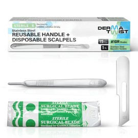 DermaTwist 10R Dermaplane Razor for Women Face – 15-Pack Sterile Dermaplane Scalpels Blades + #3 Dermaplane Handle Facial Razors for Women Face Dermaplaning Professional Face Shaver