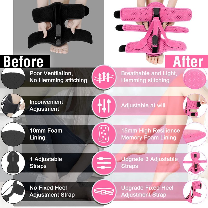 DERJLY Plantar Fasciitis Night Splint, 2022 Improved 3 Adjustable Straps,