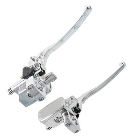WFLNHB 25mm Motorcycle Handlebar Hydraulic Brake Clutch Master Cylinder Left Right Set Chrome Replacement for Yamaha Star 2002-2013