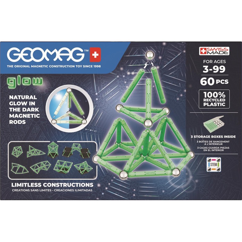 Geomag, Glow Recycled Magnetic Constructions with Glow Effect, Magnetic Sticks