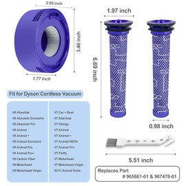 6 Pack Vacuum Filter Replacement Kit for V7, V8 Animal and V8 Absolute Cordless Vacuum, 3 Pre Filter, 3 Post Filter, Replaces Part # 965661-01 & 967478-01