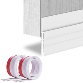 [2Pack Large Door Sweep] Huge Gap Door Draft Stopper, 3-2/5"W x 39" L Door Bottom Seal with Wider Strong Adhesive for Interior/Exterior Doors - Guard Against Drafts, Dust, Noise and Animals-White