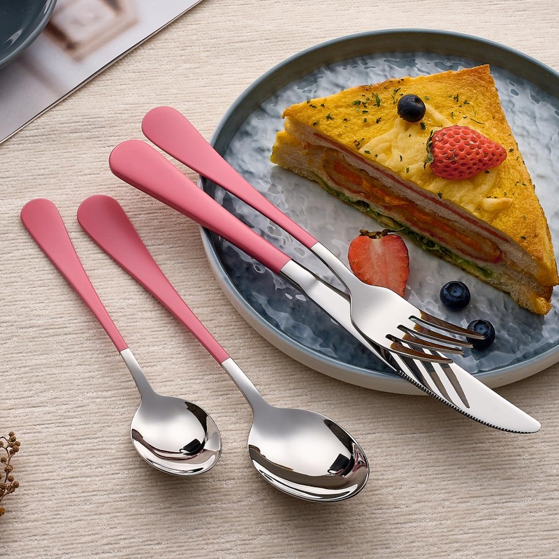 LKTDYMEG 20-Piece Pink Silverware Set 18/0 Stainless Steel Silverware Set