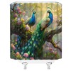MSAYNFG Peacock Shower Curtain Beautiful Birds Floral Branches Wildlife Animal