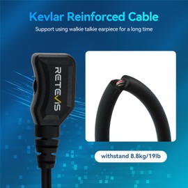 Retevis Walke-Talkie Earpiece with Mic, Volume Adjustable,Durable,Coil Tube,2 Pin,for RT22 RT68 RT21 H-777 RT19 RT15 RB26 RB89,Compatible with pxton SAMCOM Two Way Radio,2 Way Radio Earpiece(4 Pack)