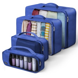 LUGG Lightweight Packing Cubes Set – Durable Polyester Travel Organizers, 4 Sizes for Efficient Packing, Compact and Versatile Travel Accessories (Blue, Packing Cube (Set of 4)