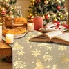 Christmas Table Runner, Washable, Linen Look, Table Runner Gold with
