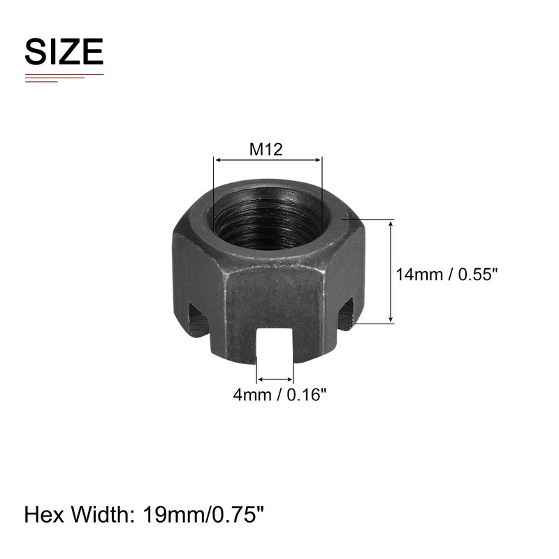 DTGN M12 x 1.25 mm (D x P) Slotted Hex