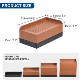 uxcell Furniture Risers 4.3 Inch, 4Pcs Rectangle Bed Risers Adjustable Couch Lifter for Extender for Bed Desk Sofa Table Lift Support Up to 1300Lbs, Brown