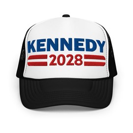 Kennedy 2028 Hat (Embroidered Foam Trucker Cap) RFK Jr 2028 for President Black/White/Black