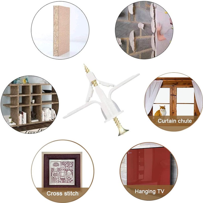 Plasterboard Wall Fixing Plastic Expansion/Plug Anchor Bolts Anti Rotate Heavy