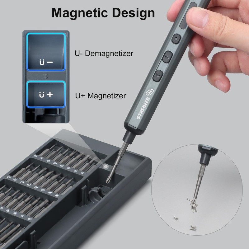 STREBITO Mini Electric Screwdriver Set, 70 in 1 Small Electric