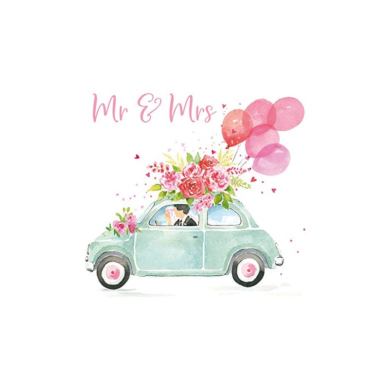 20 Serviettes Bride and Groom in Wedding Car | Marriage