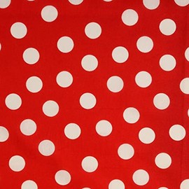 Cotton Printed Dots 2.5 cm Cotton Fabric Sold by the Metre Polka Dots, Woven Fabric Polka Dots, Poplin Polka Dots, Cotton Print Spots 50 cm From 50 cm, Colour: 1903 Red Dots White