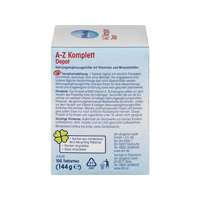 디엠 미볼리스 비타민 AZ 디포 정제 100개 138g DM Mivolis