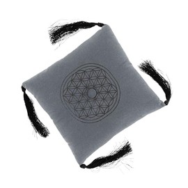 NKlaus 15 cm Singing Bowl Cushion with Tassels - Square, Dark Grey and Robust, Ideal for Singing Bowls and Ceremonies, Provides a Firm Hold and Pleasant Vibrations 16545