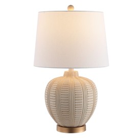 SAFAVIEH Lighting Collection Marrla Cream/Rose Gold 24-inch Table Lamp (LED Bulb Included)