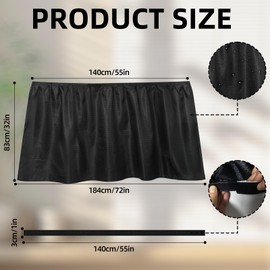 Fabric Sink Skirt Waterproof Self-Adhesive Bathroom Sink Skirt Diamond Stitch Design, 55 x 32 Inches, Adds Under Sink Storage (Black)