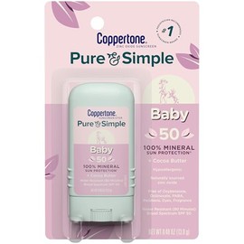 Coppertone - Protector solar WaterBabies Pure  Simple en barra, amplio espectro, SPF, 50.49 onzas                                                     