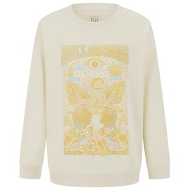 Billabong Girls' French Terry Pullover Crew Neck Sweatshirt, Soft & Comfortable, Oversized Fit, Salt Love, Small