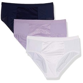 Warner's Women's Blissful Benefits Tummy-Smoothing Comfort Microfiber Hipster 3-Pack RU5023W, Lavender Macaron/White/Navy Ink, XL