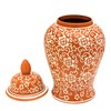 Red Lantern 18" White Flowers on Orange Temple Jar