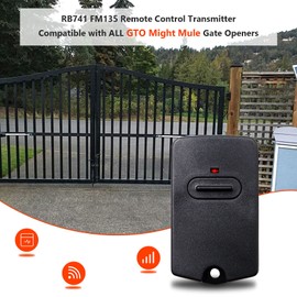 RB741 for Mighty Mule Gate Opener Remote, 318MHZ Gate Remote Control for GTO Gate Openers, 9 Dip FM135 Gate Transmitter for MM371W MM572W etc. Gate Clicker Garage Door Entry Controller (2 Pack)
