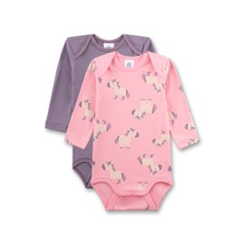 Sanetta Baby Bodysuit Long Sleeve (Double Pack) Roas & Lial Donkey | High-Quality and Sustainable Bodysuit for Girls Made of Organic Cotton, pink