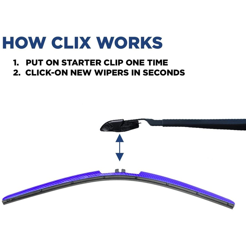 Clix Wipers - 22" Chrome Automotive Replacement Wiper Blade (Pack