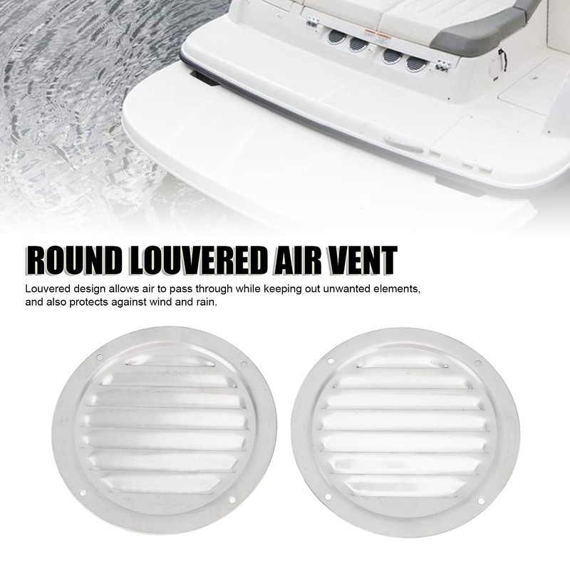 2PCS Round Louvered Air Vent Stainless Steel Marine Grade Rainproof
