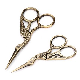 Simlug Tijeras de Sastre de Bronce con diseño de grúa, Tijeras de Bordado, Tijeras de Coser con Forma de cigüeña, para Manualidades para Coser