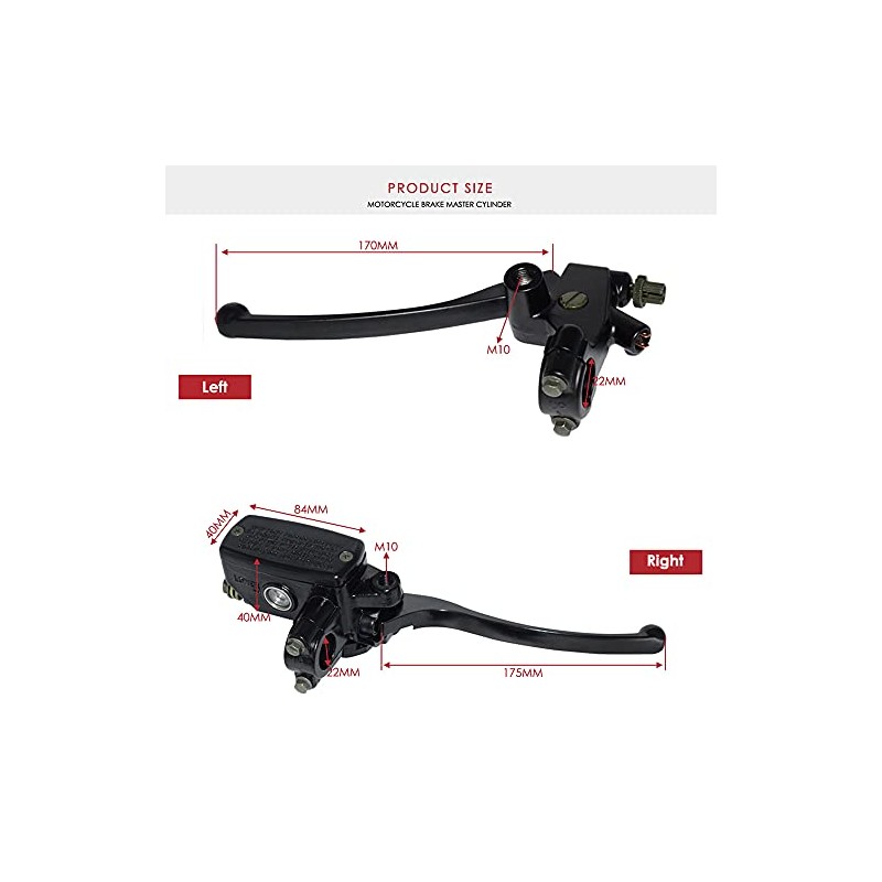Brake Clutch Lever Master Cylinder Set for Motorcycles 0.9 inch