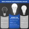 GOIRLYCE Emergency Rechargeable Light Bulbs, White Battery Operated Light Bulb