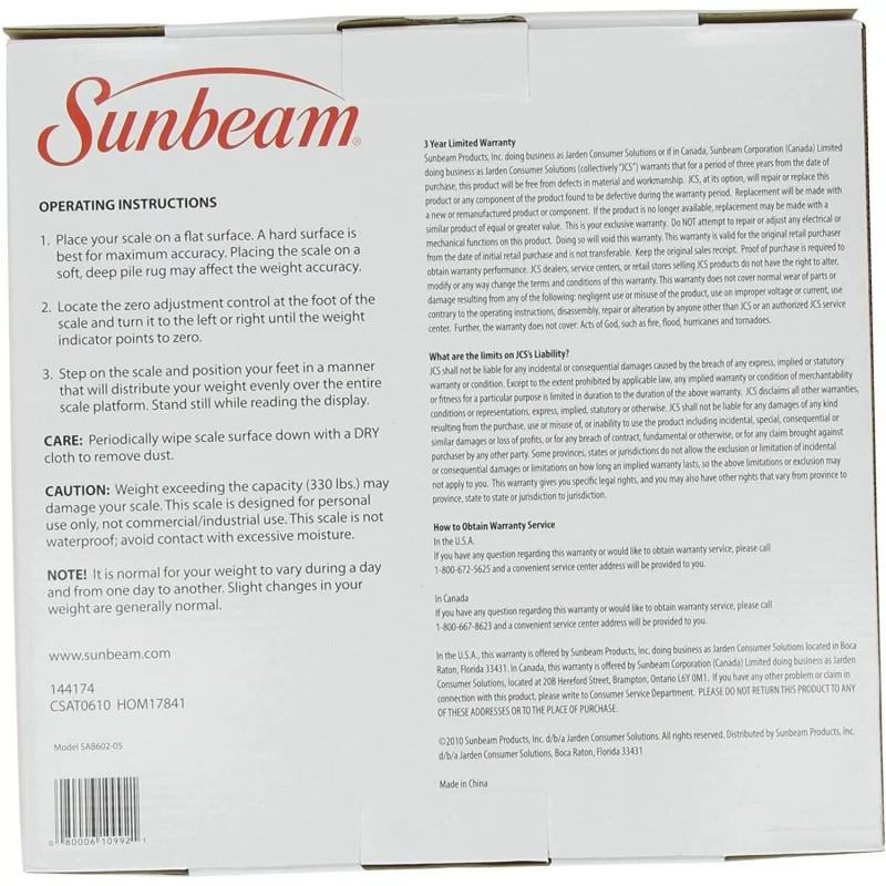 Sunbeam SAB602-05 Full View Dial Analog Scale