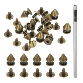 PATIKIL 12mm Studs for Clothing, 24 Sets Spikes for Clothes Studs and Spikes Leather Rivets Metal Cone Punk Spikes Screw Posts for Leather Jacket Crafting Crafts Fabric Shoes, Bronze