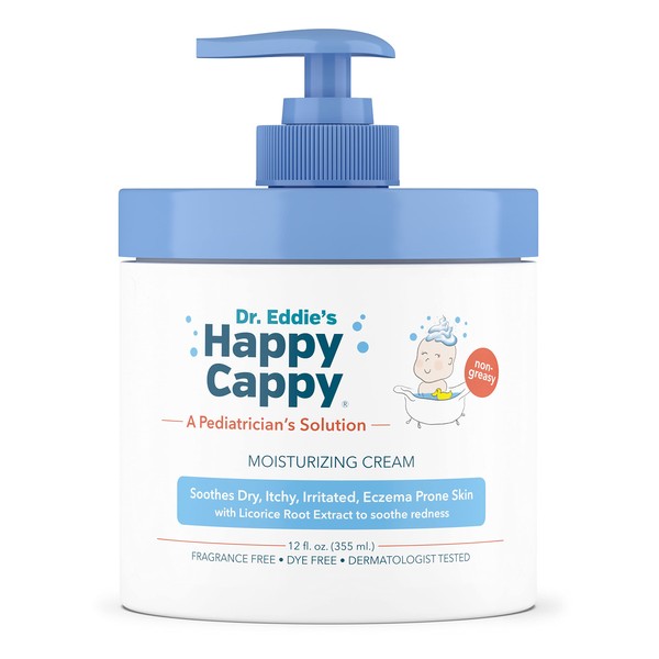 Happy Cappy Dr. Eddie's Pediatrician-Formulated Moisturizing Baby Lotion - Gentle, Paraben Free, Hypoallergenic, Sulfate Free - Soothes Dry Skin, Eczema and Reduces Redness, 12 oz