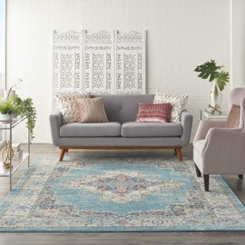 Nourison Passion Bohemian Chic Light Blue Area Rug (8' x 10'), 8'X 10',