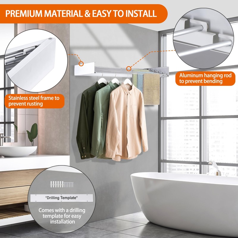 FOCHIER F Laundry Drying Rack Wall Mounted Clothes Drying Rack