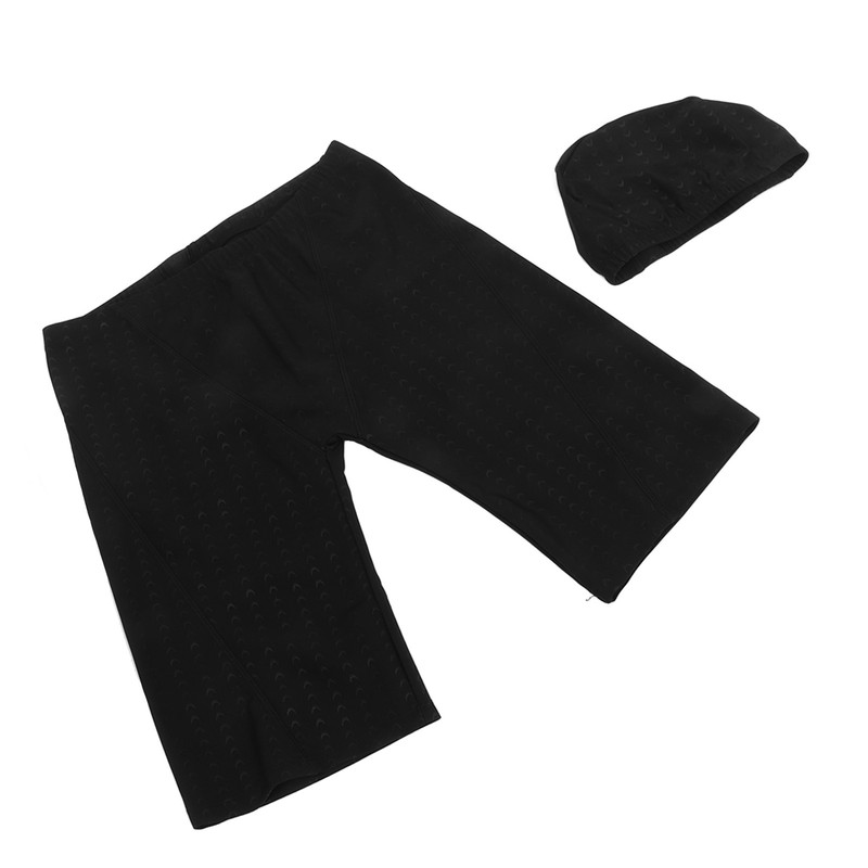 Men Swim Shorts and Cap Waterproof Adjustable Waist Strap Quick