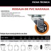DOGOTULS ZF5112 Rodaja de PVC Naranja Giratoria con Placa 2"