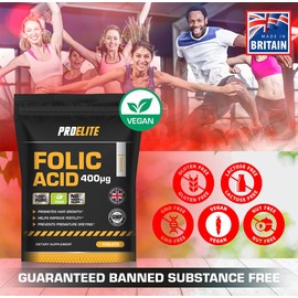 Folic Acid Tablets 400 mcg - 90 Vegan Vitamin B9 Tablets Folic A 400�g Pregnancy Care - Normal Function of Immune System and Reduce Tiredness and Fatigue - Made in The UK by PROELITE