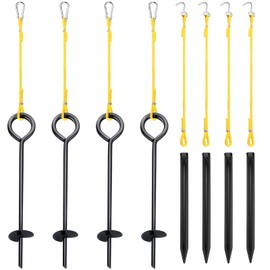 Otoolling Outdoor Volleyball Adaptor Kit with Heavy Duty Ground Stakes Auger Anchor Set for Beach Sand and Grass Volleyball Boundary Lines