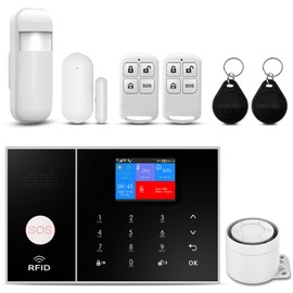 XNH 4G + WLAN Alarmanlage Haus kabellos, Alarmanlage Wohnung, Sicherheit System für Haus, 8 Stück: Tür- und Fenstersensoren, Bewegungsmelder, Fernbedienungen, Kompatibel mit Alexa, Google Assistant